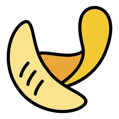 Lezzetli çip simgesi renk ana hatları vektörü