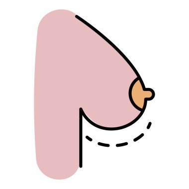 Süt göğsü simgesi renk ana hatları vektörü