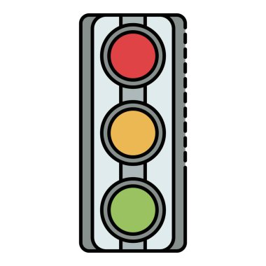Trafik ışıkları simgesi renk ana hatları vektörü