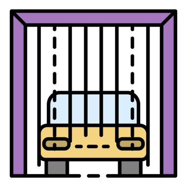 Otomatik oto yıkama simgesi renk ana hatları vektörü