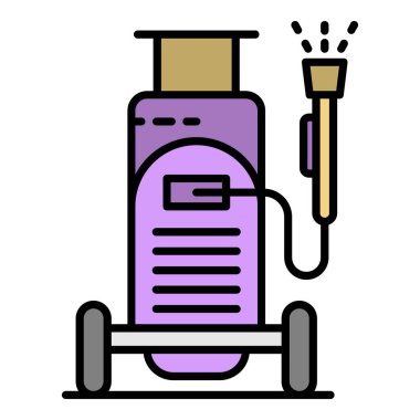 Araba yıkama ekipmanı simgesi renk ana hatları vektörü