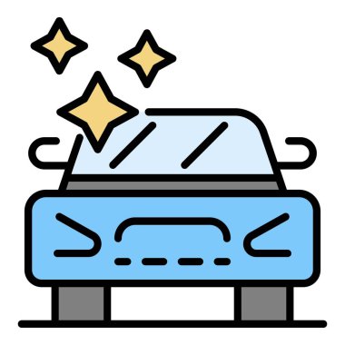 Temiz araba simgesi rengi ana hatları vektörü