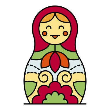 Gülümseyen bebek ikonu renk ana hatları vektörü