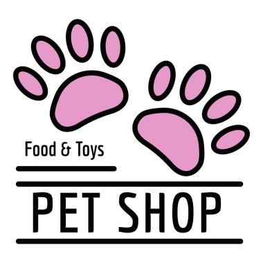 Gıda Evcil hayvan mağazası logosu, anahat tarzı