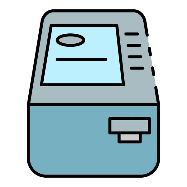 Banca ATM icona colore contorno vettoriale — Vettoriale Stock