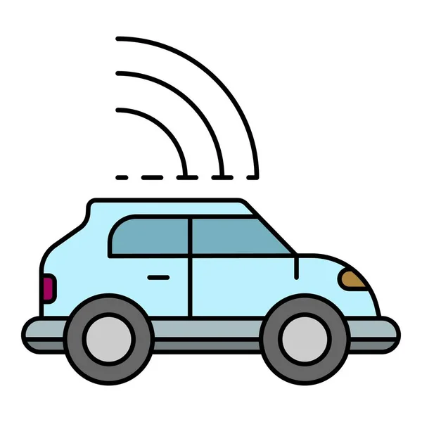 Sicurezza driverless auto icona colore contorno vettore — Vettoriale Stock