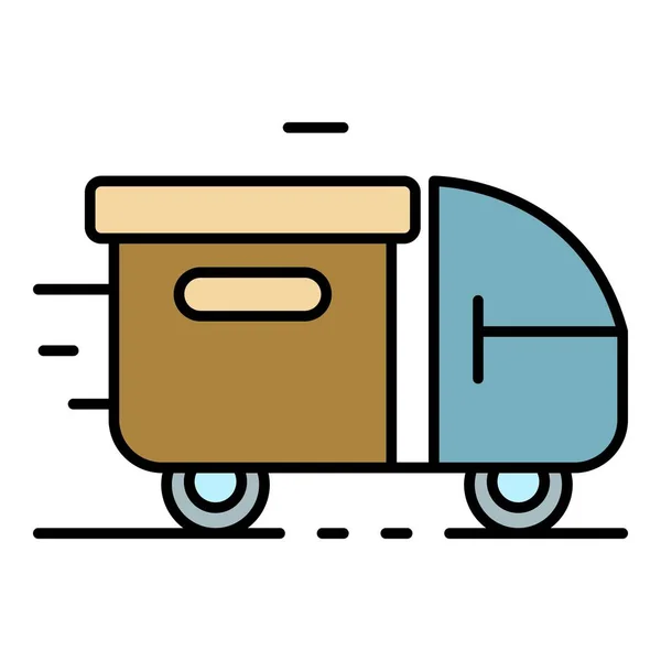 Цветовой вектор контура иконки доставки посылки грузовика — стоковый вектор
