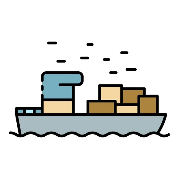 Marine parcel delivery icon color outline vector — Stock Vector