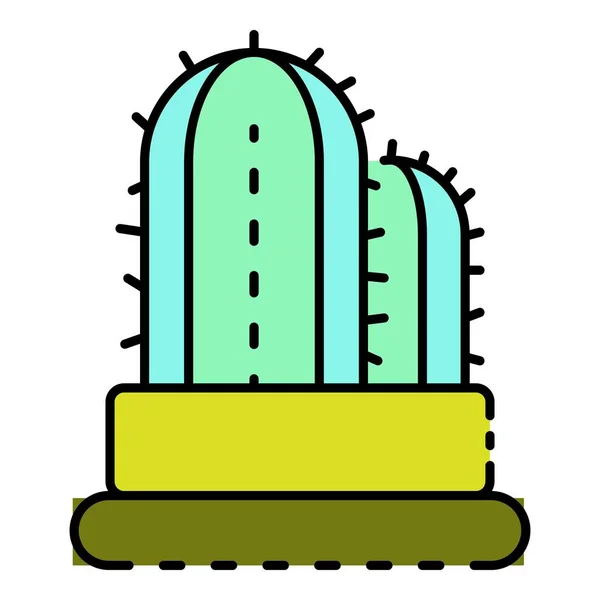 Jardín cactus pote icono color contorno vector — Archivo Imágenes Vectoriales