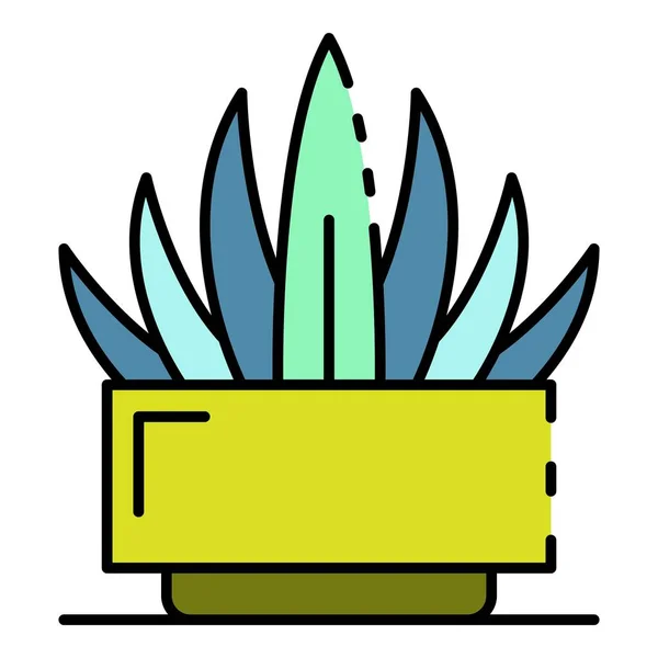 Cactus decorativo icono del pote color contorno vector — Vector de stock