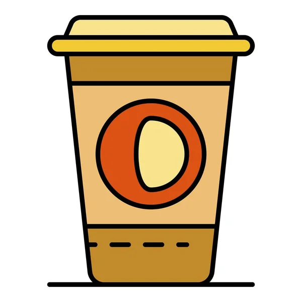 Café taza de plástico icono color contorno vector — Vector de stock
