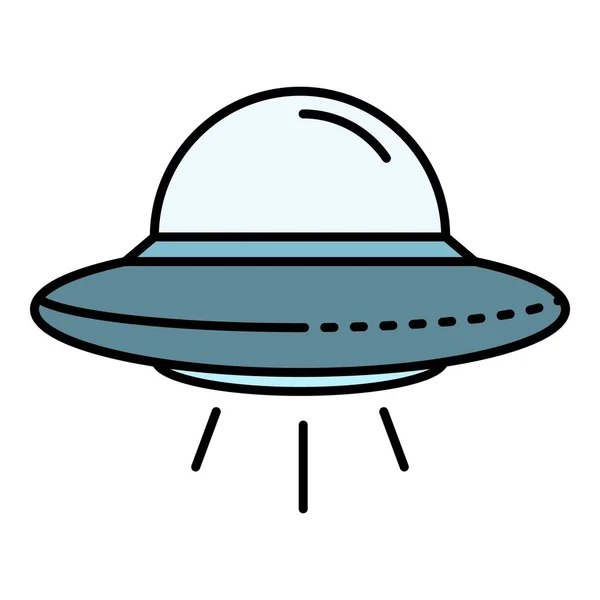 Ufo ruimteschip pictogram kleur omtrek vector — Stockvector