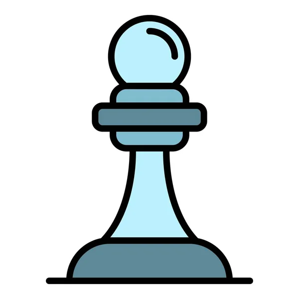 Ícone de peão de xadrez vetor de contorno de cor — Vetor de Stock