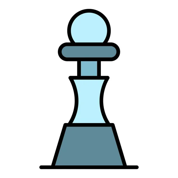 Peça de peão de xadrez ícone cor contorno vetor — Vetor de Stock