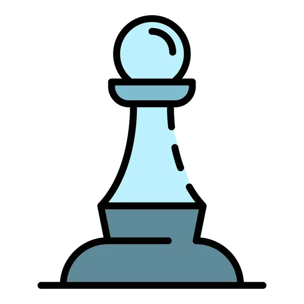 Elemento de xadrez peão ícone cor contorno vetor — Vetor de Stock