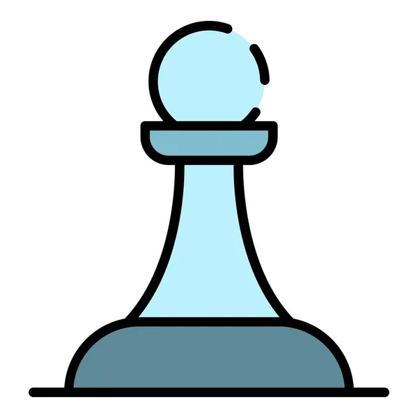 Elemento de peão de xadrez ícone cor contorno vetor — Vetor de Stock