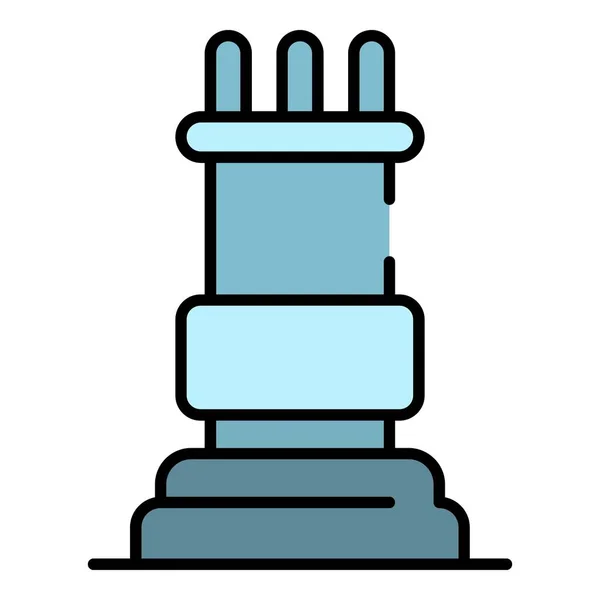 Rook chess piece icon color outline vector — Stock Vector