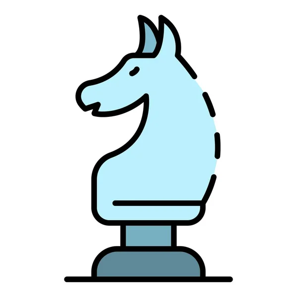 Ícone de cavalo de xadrez vetor contorno de cor — Vetor de Stock