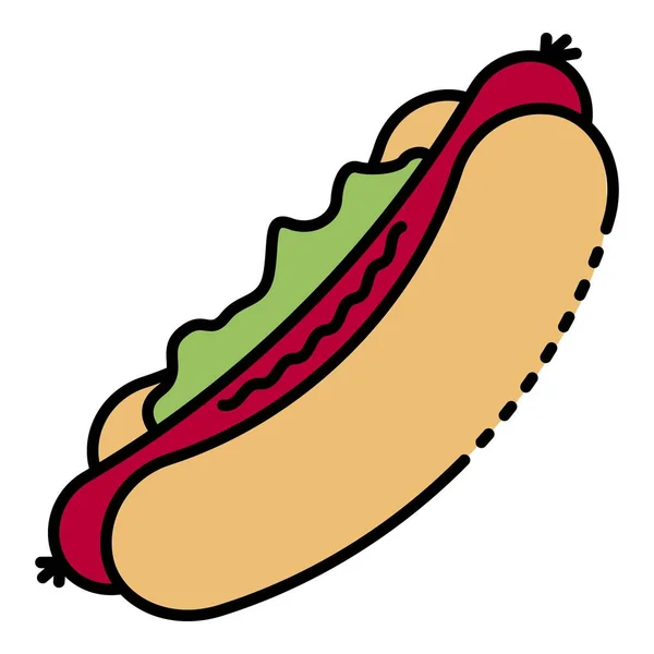 American hot dog icône couleur contour vecteur — Image vectorielle