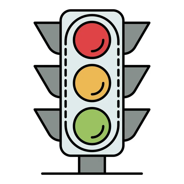 Ciudad semáforo icono color contorno vector — Vector de stock