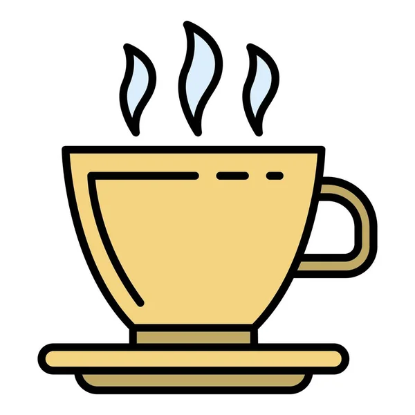 Цветовой вектор контура чашки горячего кофе — стоковый вектор
