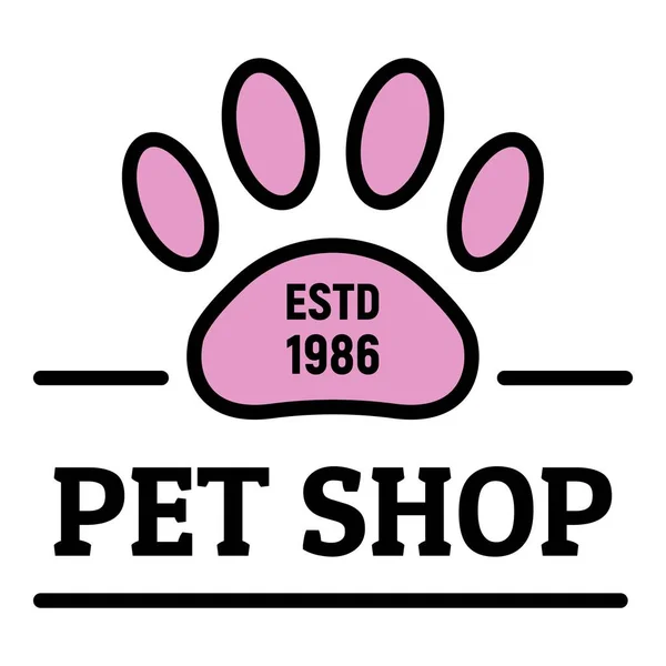 Logo v obchodě se zvířaty ve městě, styl osnovy — Stockový vektor