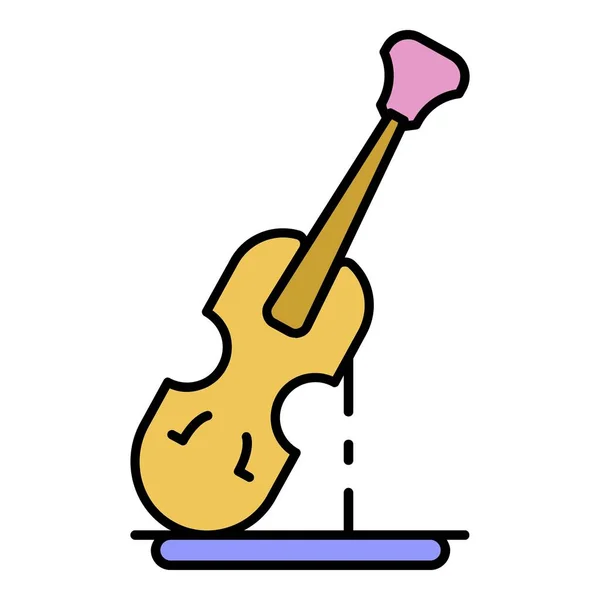 Violine Statue Symbol Farbe Umrissvektor — Stockvektor