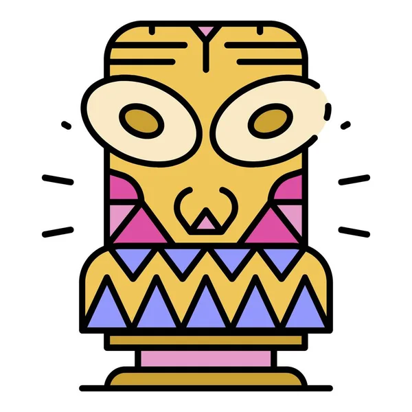 Idole Tiki icône couleur contour vecteur — Image vectorielle