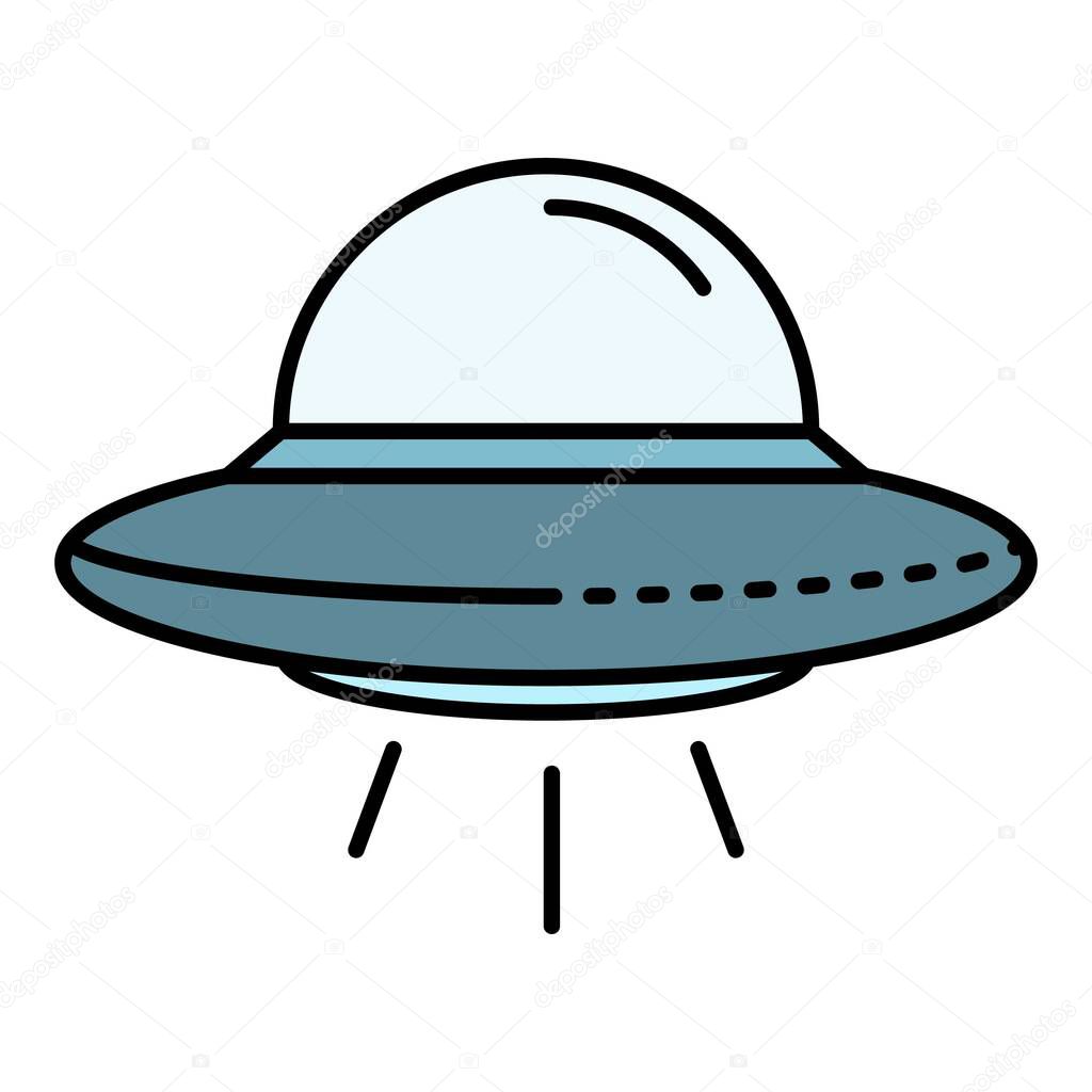 Ufo spaceship icon color outline vector