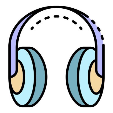 Kışlık kulaklık simgesi renk ana hatları vektörü