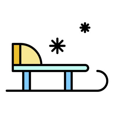 Kış kızağı simgesi renk ana hatları vektörü