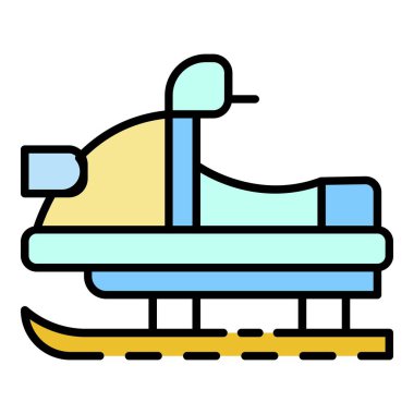 Kar mobil simgesi renk ana hatları vektörü