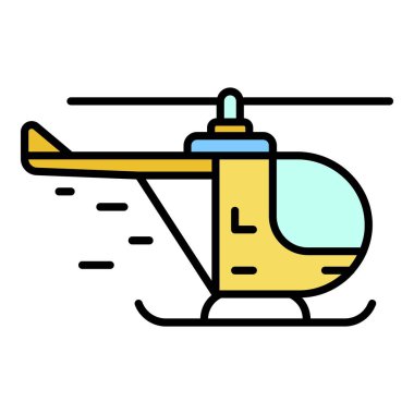 Kurtarma helikopteri simgesi renk ana hatları vektörü