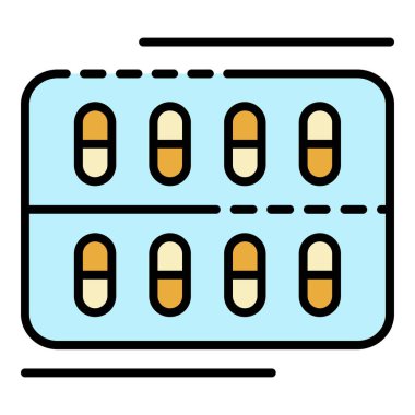 Tıbbi hap paketi renk ana hatları vektörü