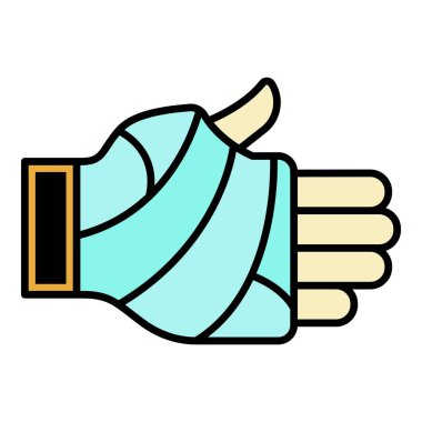 Soğuk ısırması el simgesi renk ana hatları vektörü