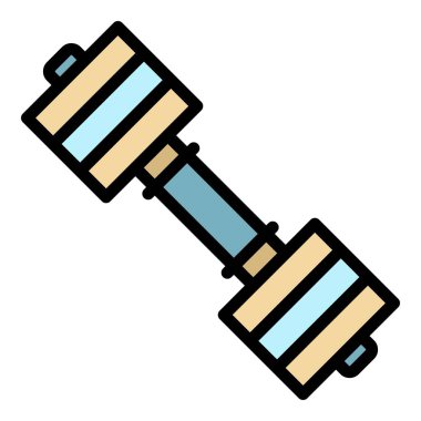 Metal dumbell simge renk ana hatları vektörü