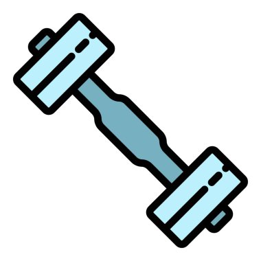 Sport dumbell simge renk ana hatları vektörü