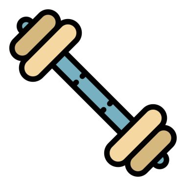 Ağır halter simgesi renk ana hatları vektörü