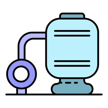 Havuz suyu pompası ikonu renk ana hatları vektörü