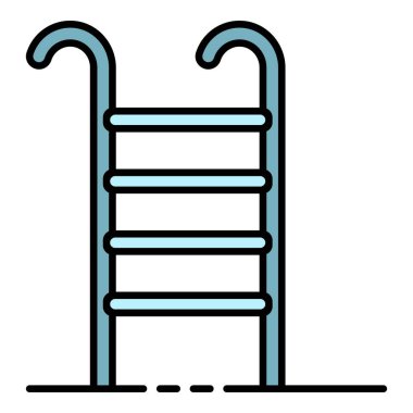 Havuz merdiveni simgesi renk ana hatları