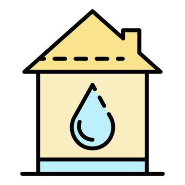 Ev suyu ikonu renk ana hatları vektörü