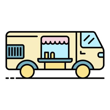 Şeker araç simgesi renk ana hatları vektörü