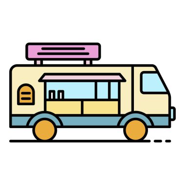 Çikolata araç simgesi renk ana hatları vektörü