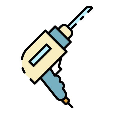 Matkap makinesi simgesi renk ana hatları vektörü