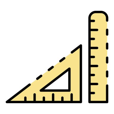 Ahşap cetvel renk ana hatları vektörü