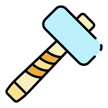 Büyük çekiç simgesi renk dış hat vektörü