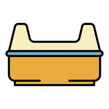 Kedi sepeti simgesi renk ana hatları vektörü