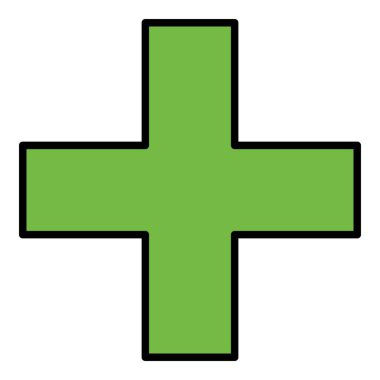 Evcil hayvan tıbbi haç simgesi renk ana hatları vektörü