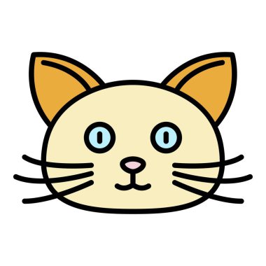 Ev kedisi yüz simgesi renk ana hatları vektörü