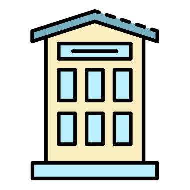 Şehir evcil hayvan oteli simgesi renk ana hatları vektörü